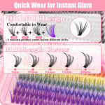 Cross-border best-selling European and American false eyelashes 30D40D50D colored hair large capacity segmented thick eyelash book tool set