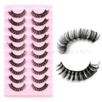 Cross-border Russian volume false eyelashes DD curl natural dense curly one-piece false eyelashes factory stable supply