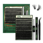 European and American cross-border bestseller 3D fluffy D-curve single-cluster false eyelashes set, natural and thick, DIY segmented cluster eyelashes