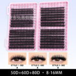 Eyelash book single cluster DIY false eyelashes 8-16mm 640 clusters 50+60+80D flower lashes handmade curled