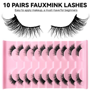 Cross-border one-piece 10-pair false eyelashes, cat-eye elongated tail style, European and American hot girl style, double eyelid false eyelashes