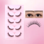 5D Fluffy Transparent Stem False Eyelashes, Large Capacity 5-Pair Set, Invisible and Seamless, Natural Firm Stem, Natural Fluffy