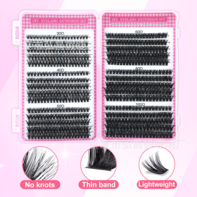 Cross-border bestseller lash book large capacity 600 clusters lash book 30/40/50/60/80/100D individual false eyelashes