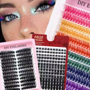 Export thick, curled, Thai-style, Western holiday makeup look single-cluster false eyelashes, elongated at the outer corner, colored lashes