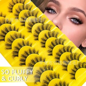 Cross-border bestseller, 10 pairs Russian volume false eyelashes, European and American thick, three-dimensional, curly, flat false eyelashes factory