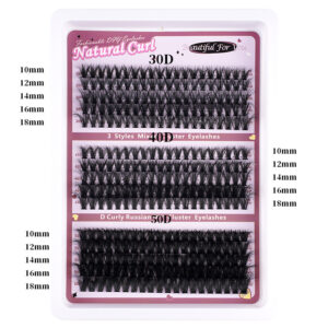 Cross-border new style DIY segmented false eyelashes 100D large capacity D curl 18mm messy thick curly eye lashes