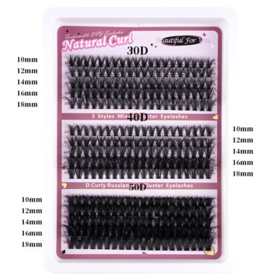 Cross-border new style DIY segmented false eyelashes 100D large capacity D curl 18mm messy thick curly eye lashes