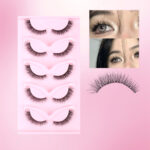 5D Fluffy Transparent Stem False Eyelashes, Large Capacity 5-Pair Set, Invisible and Seamless, Natural Firm Stem, Natural Fluffy