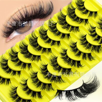 Cross-border bestseller, 10 pairs Russian volume false eyelashes, European and American thick, three-dimensional, curly, flat false eyelash factory