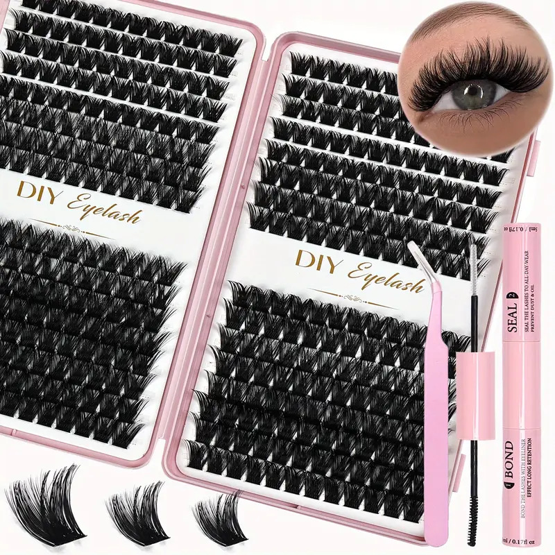 o1cn01iymas61pvyzijdfbl 2219025691847 0 cib 1.jpg Cross-border DIY segmented eyelash book set, natural thick and curly, self-lashing cluster lashes, 32 rows, large capacity false eyelashes