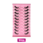 Foreign trade cross-border half-eye style false eyelashes, ten pairs per pack, in stock wholesale, one-piece black band fox-style curled false eyelashes