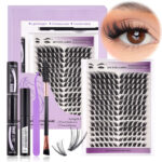 Cross-border best-selling DIY segment false eyelashes kit with dual-head glue and large capacity single-cluster false eyelashes gift box design