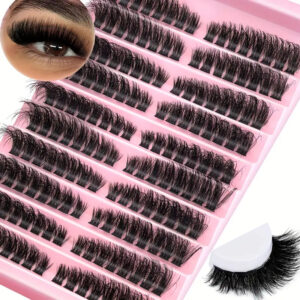 Cross-border best-selling false eyelashes 60D single cluster segmented self-lashing 3D thick curly fluffy cluster large capacity