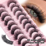 European and American thick eyelashes 8D fluffy curled voluminous false eyelashes multi-layer long cross mink-like lashes