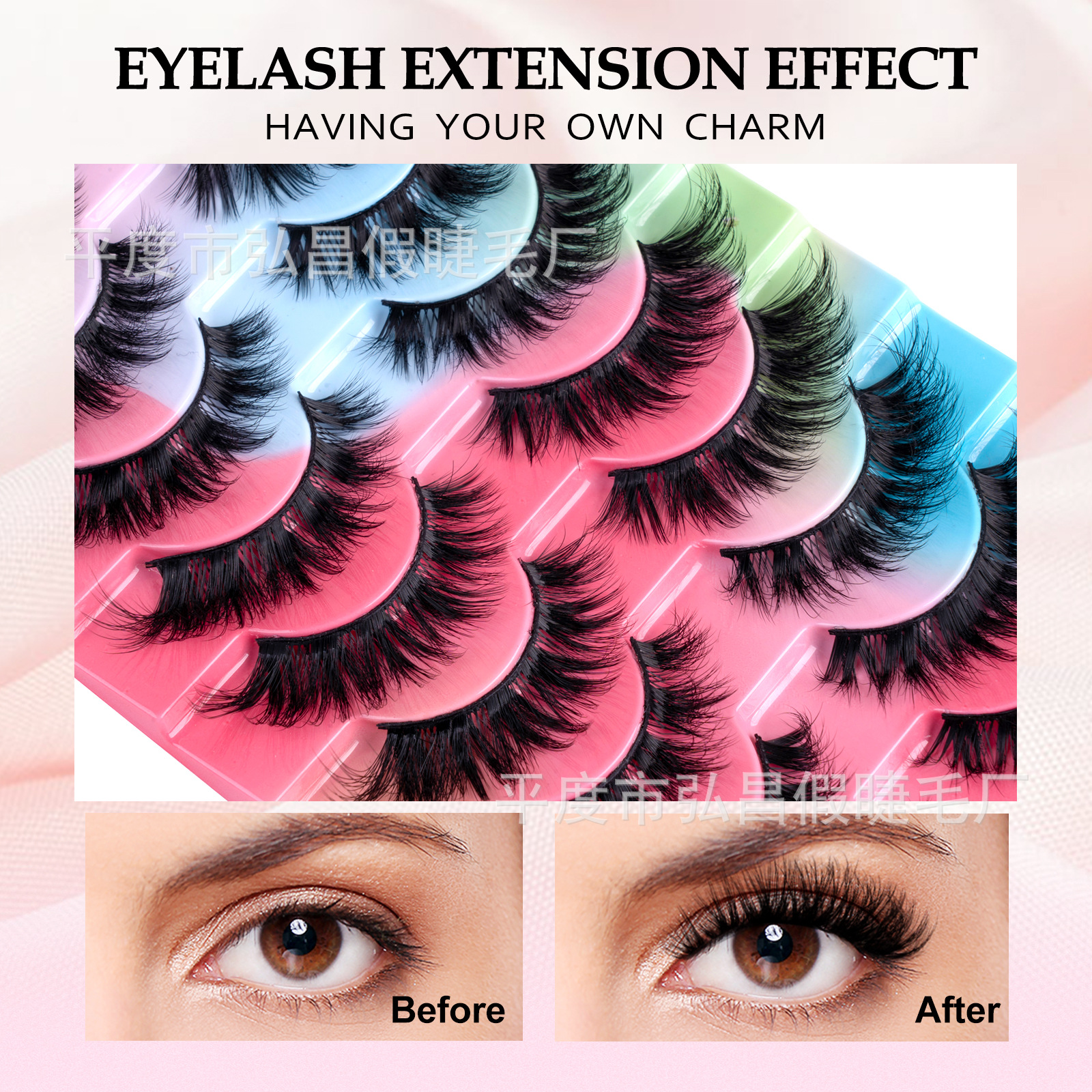 10 pairs one-piece European and American cross-border style false eyelashes, simple, natural, three-dimensional, stable supply from source factory