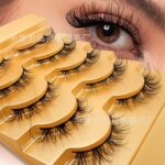 European and American cross-border slanted flying fox eye false eyelashes 5 pairs set, simulated eye tail lengthened eyelashes, in stock wholesale swallowtail