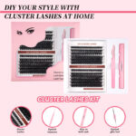 Export-style dense 3D fluffy set segmented false eyelashes, European and American dense curly comfortable segmented cluster lash set