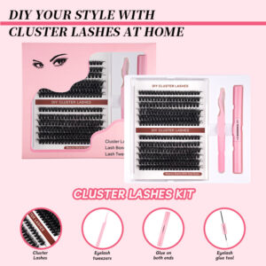 Export-style dense 3D fluffy set segmented false eyelashes, European and American dense curly comfortable segmented cluster lash set