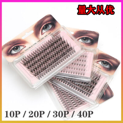 Cross-border trade 5-row 10P 20P 30P 40P hot-melt false eyelashes self-application, long and curly, direct from source factory
