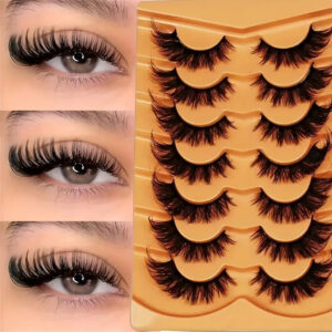Cross-border false eyelashes, European and American style, 7 pairs, thick and curly 5D messy style, one-piece European and American fox-style slanting