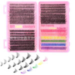 Cross-border European and American DIY eyelash book large capacity 30D40D mixed thick curly cluster segment false eyelash set