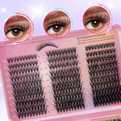 Cross-border bestseller, foreign trade single-cluster segmented DIY natural thick false eyelashes, large-capacity lash book, self-applied eyelashes