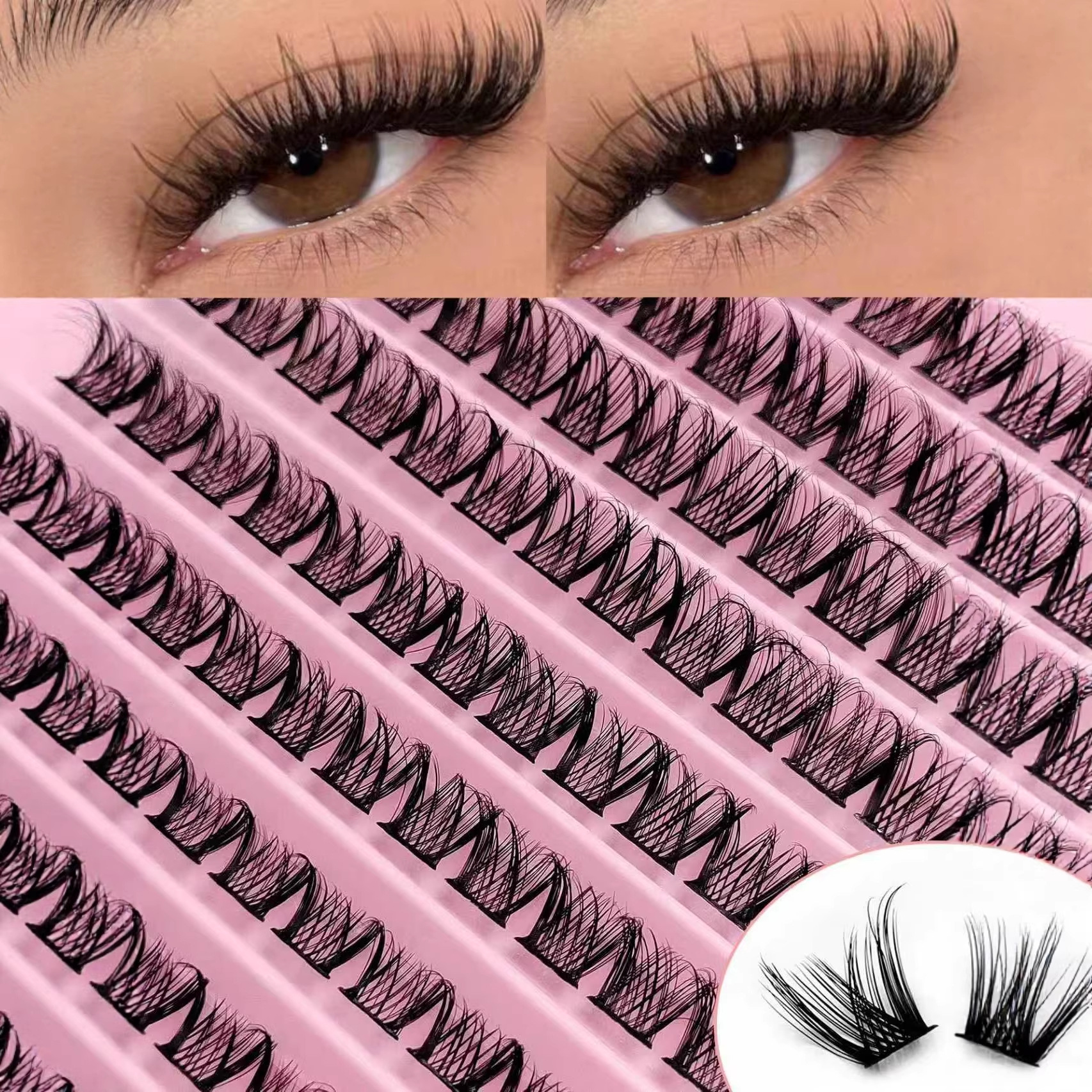 o1cn01lpnf6i1pvyevqejao 2219025691847 0 cib.jpg Cross-border DIY single-cluster self-applied false eyelashes, mixed pack, thick and curly, segmented cluster false eyelashes