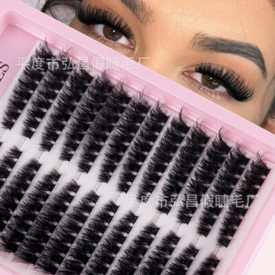 European and American cross-border bestseller false eyelash set 50D/80D/100D single cluster segmented 3D eyelashes wild fluffy