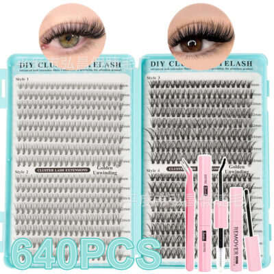 European and American cross-border bestseller Amazon 20D30D lash book set large capacity DIY segmented hot melt lash clusters