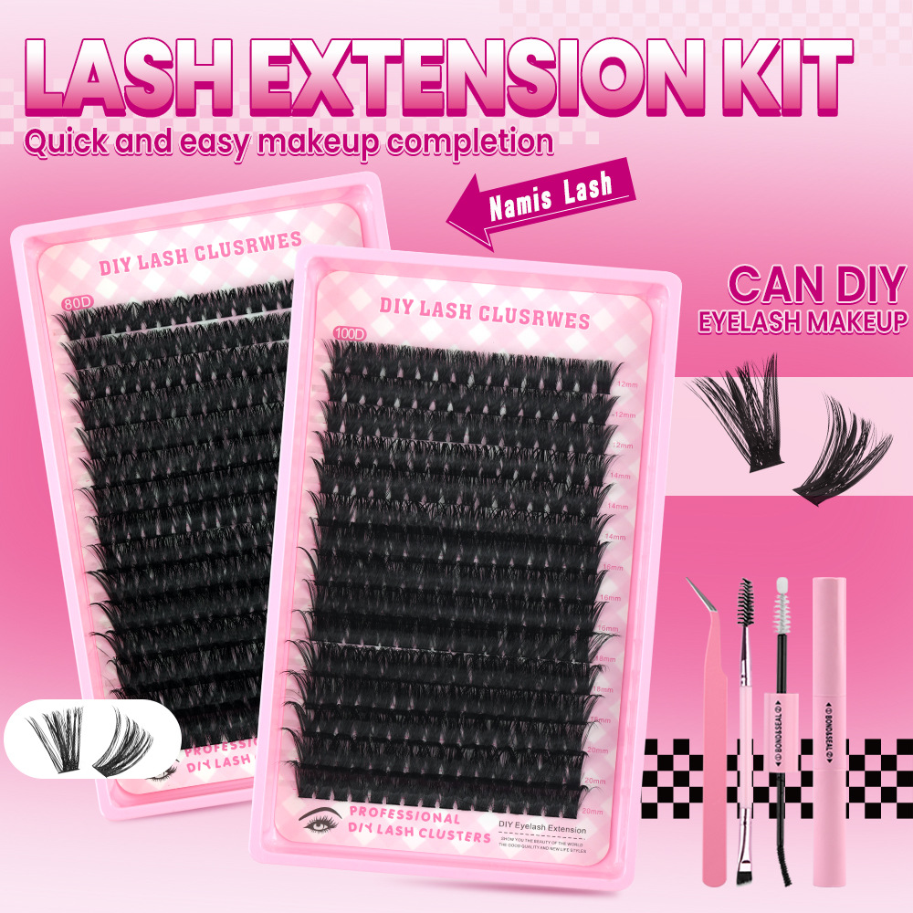 o1cn01lxykso2eec2iy0pnr 2215841308713 0 cib.jpg Cross-border 80D100DD Curl Single Cluster False Lashes Thick and Curled Extension 12-20mm DIY Segmented Fluffy Lashes