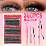 Cross-border best-selling DIY single-cluster false eyelashes 60D/80D self-lamination flower eyelash set large capacity source