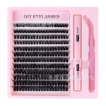 EU-US Cross-Border Best-Selling False Eyelashes 30D 40D 50D Segmented Hot-Melt Flare Lash Set 200 Clusters Voluminous 3D DIY