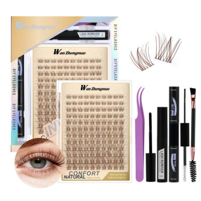 Cross-border bestseller brown transparent stem large capacity D-curve single cluster false eyelashes 8-18mm DIY segmented self-lash extension
