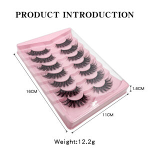 Overseas trade cross-border dense curly seven pairs pink blister box, fiber false eyelashes, wholesale European and American eyelashes long