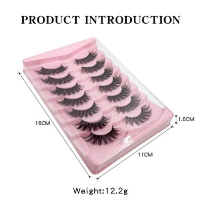 Overseas trade cross-border dense curly seven pairs pink blister box, fiber false eyelashes, wholesale European and American eyelashes long