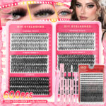 600-cluster large-capacity lash book DIY single-cluster flower lashes with glue, fox-style extra-long self-lash extension kit