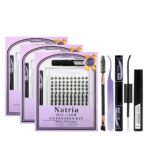 Cross-border glue lash set, segmented hard stem false eyelashes, large capacity flat eyelashes wholesale factory