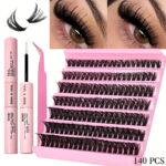 Amazon Hot Selling DIY Segmented D-Curl False Lashes Thick and Curly Self-Lash Extension Kit Cross-Border In Stock Long and Slim