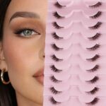 Foreign trade cross-border half-eye style false eyelashes, ten pairs per pack, in stock wholesale, one-piece black band fox-style curled false eyelashes