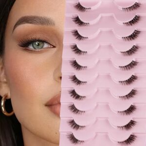 Foreign trade cross-border half-eye style false eyelashes, ten pairs per pack, in stock wholesale, one-piece black band fox-style curled false eyelashes