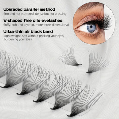 Cross-border Europe/US 10D20D tapered tip glue dot cluster long self-adhesive false eyelashes curled natural style