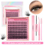 European and American cross-border set 3D large capacity 200D three-dimensional fluffy thick imitation mink European and American self-lash extension segmented eyelashes