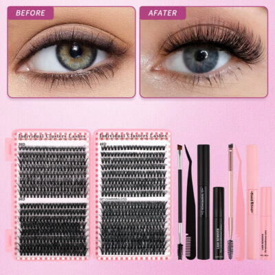 Cross-border DIY False Eyelashes 32 Rows Lash Book 30p 40p 50p - 640 Clusters Glue Tool Set D-Curl Mixed