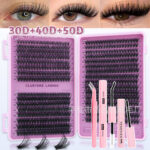 Hot-selling Amazon cross-border EU/US fake eyelash set 30D 40D 50D 60D 80D single-cluster 3D hot-melt flower lashes