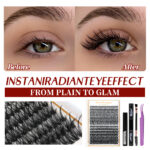 Cross-border bestseller brown transparent stem large capacity D-curve single cluster false eyelashes 8-18mm DIY segmented self-lash extension
