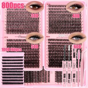 Amazon Best Seller European and American 800 Clusters Large Capacity Eyelash Book with Multiple Eyelash Glue Tool Set DIY Lashes