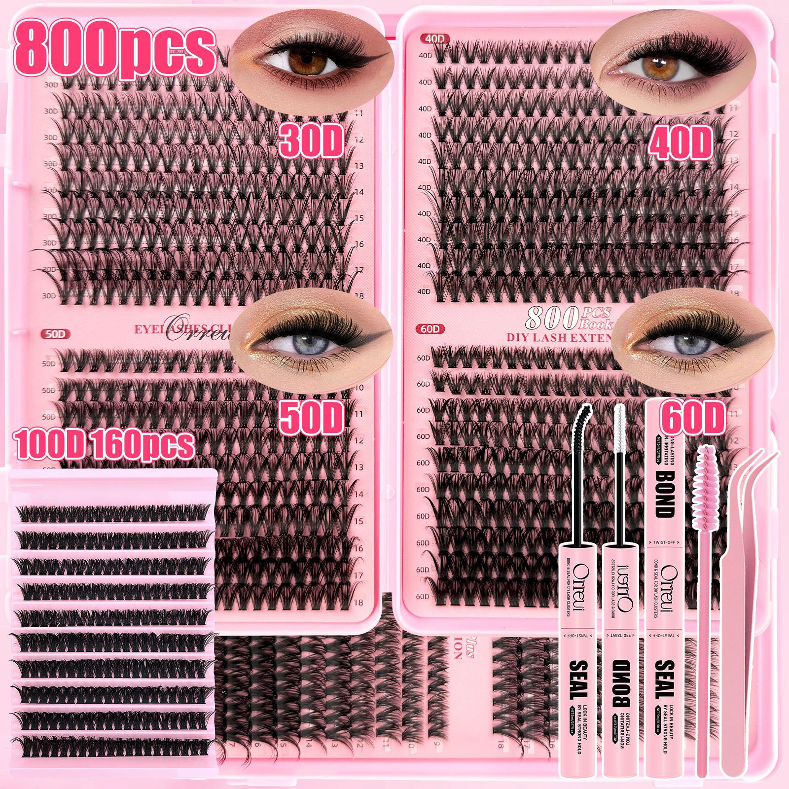 o1cn01pu6ov81pvyghsmmji 2219025691847 0 cib.jpg Amazon Best Seller European and American 800 Clusters Large Capacity Eyelash Book with Multiple Eyelash Glue Tool Set DIY Lashes