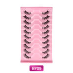 Foreign trade cross-border half-eye style false eyelashes, ten pairs per pack, in stock wholesale, one-piece black band fox-style curled false eyelashes