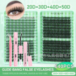 European and American cross-border best-selling false eyelash set 640 clusters hot melt flower lashes 20D30D40D50D large capacity 32 rows