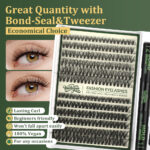 European and American cross-border bestseller 3D fluffy D-curve single-cluster false eyelashes set, natural and thick, DIY segmented cluster eyelashes